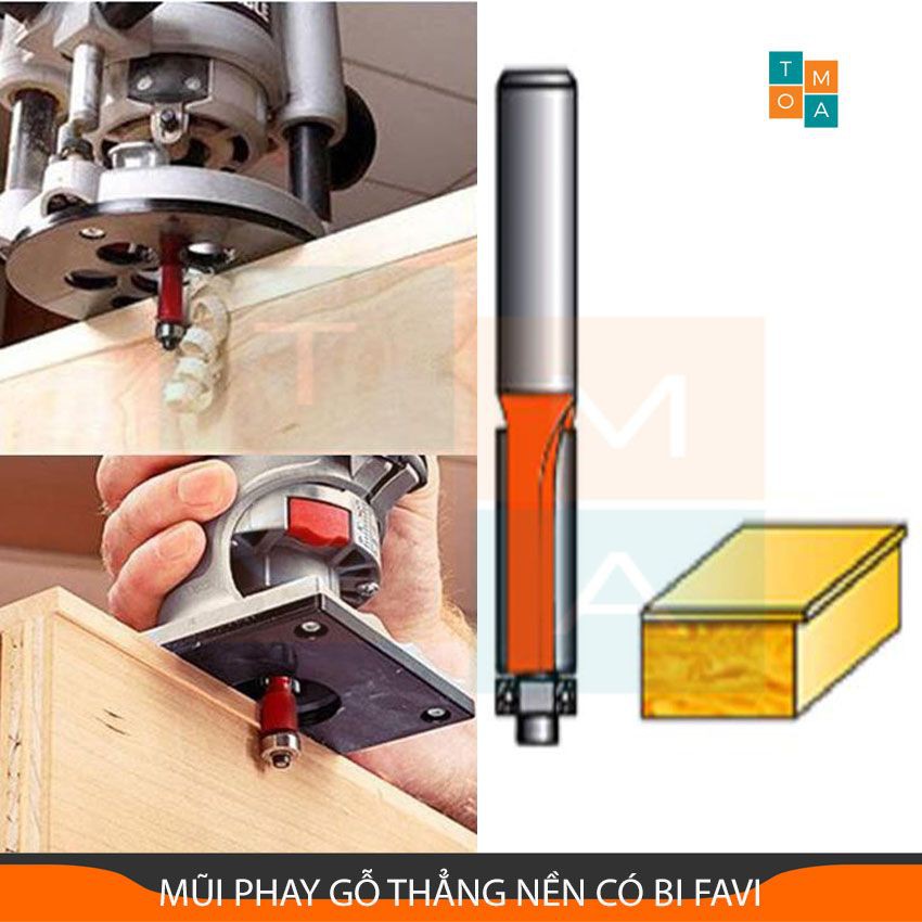 MŨI PHAY GỖ THẲNG NỀN CÓ BI  - MŨI SOI GỖ CAO CẤP CỐT 6.35MM