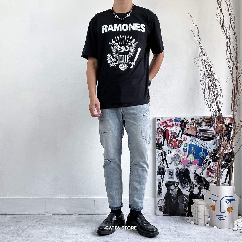 Áo thun Nam cổ tròn GATE6, phông ngắn tay Unisex premium 100% cotton co giãn regular fit Ramones - #G0040