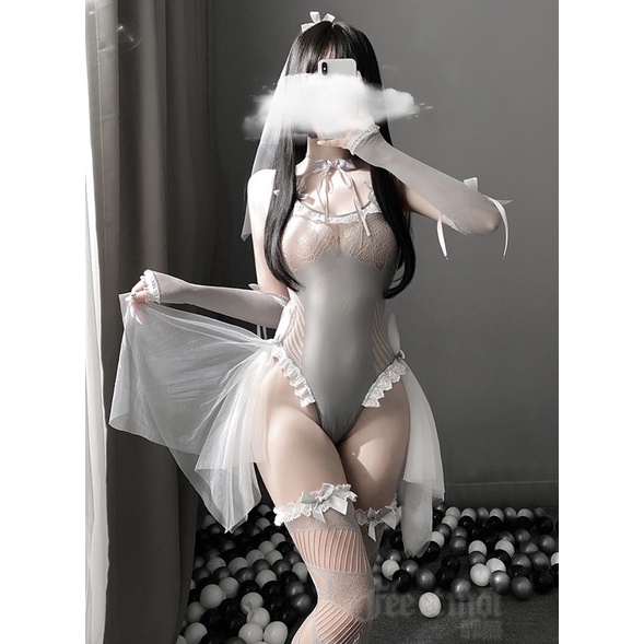 Cosplay Cô Dâu Gợi Cảm Full Phụ Kiện Kèm Set Gợi Cảm - Bodysuit Siêu Sexy - FM7433