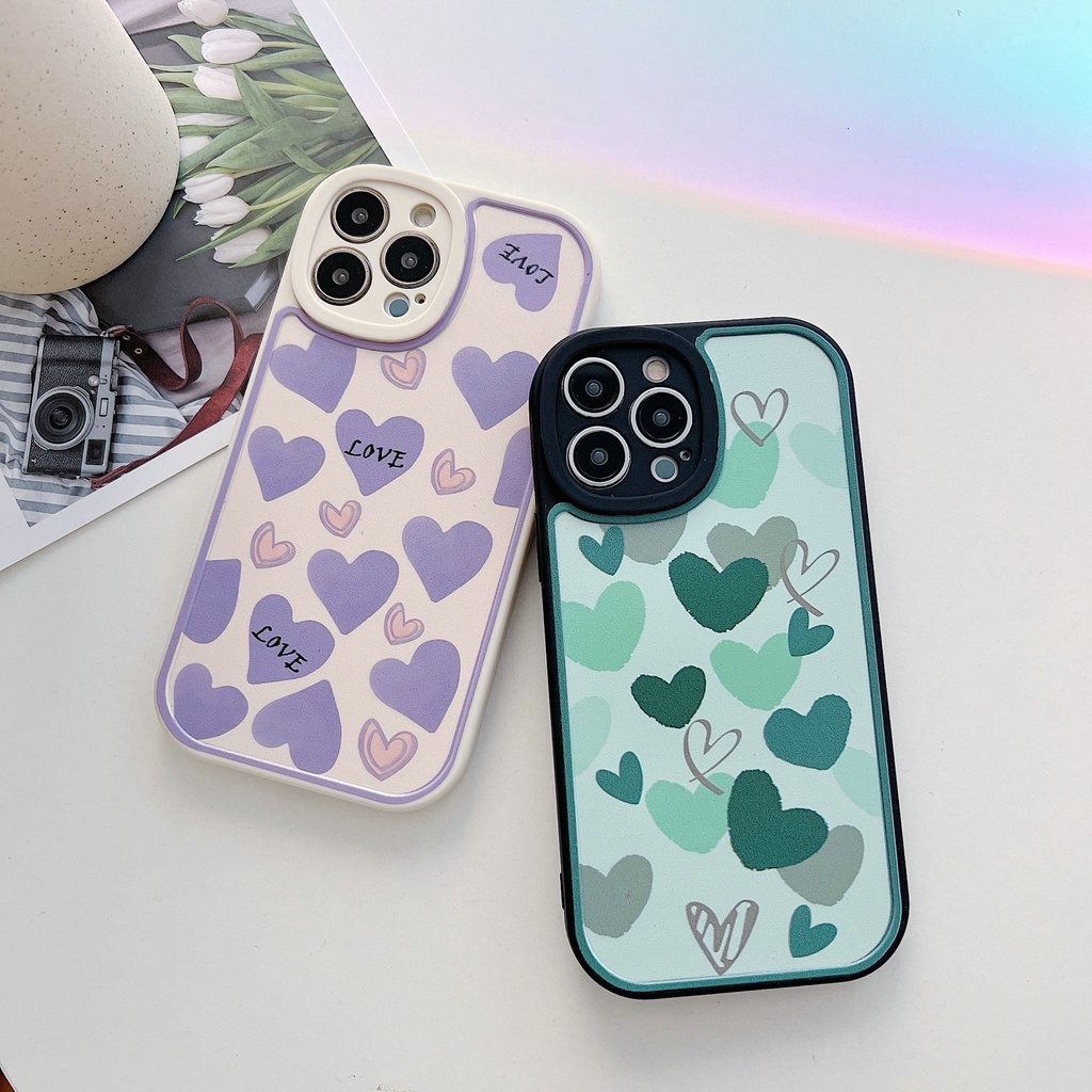 For iPhone 14 13 12 11 Pro max 6 6S 7 8 Plus Xs X XR 14promax 11promax 12promax 13promax lens protection Ins colorful Love Skin Shockproof Soft Phone Case Full Back Cover STX 03