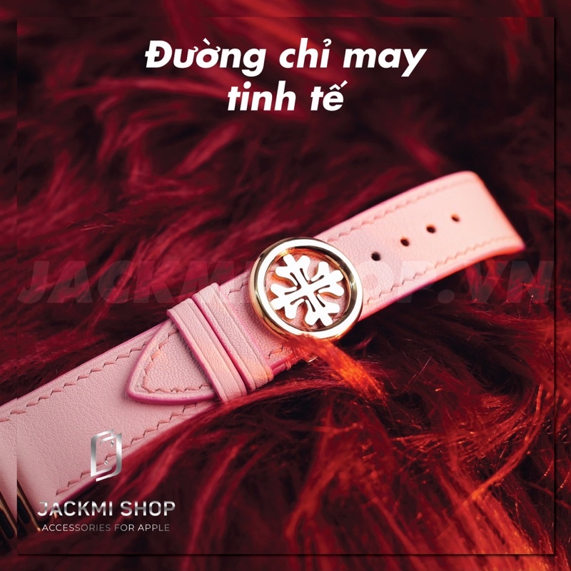 [BẢO HÀNH 1 NĂM] Dây Da BÊ SWIFT Màu Hồng Khoá Patek cho Apple Watch series 1/2/3/4/5/6/7