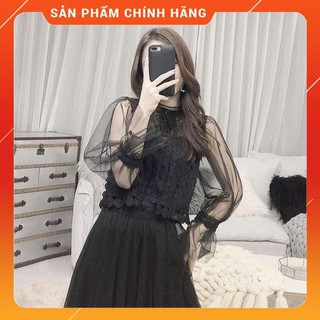 🤩🤩 11232 áo ren lưới tay loe ulzzang