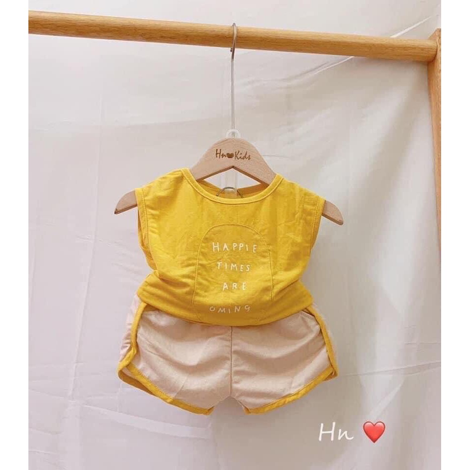 Bộ Ba Lỗ Chất Cotton Đũi Happie Chạy Viền Cho Bé Unchi Store (QATE293)