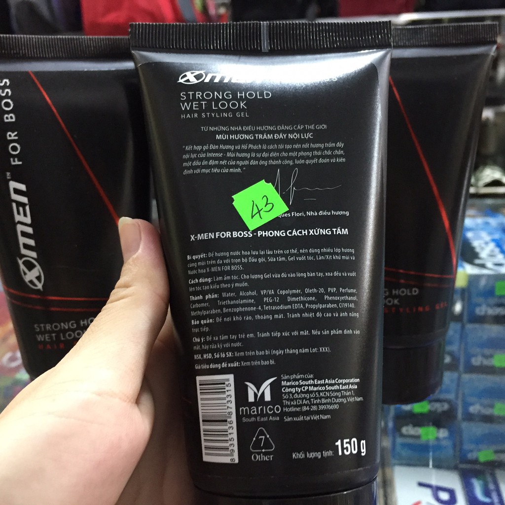 XMEN gel tạo kiểu tóc for boss strong hold wet look 150g BOSS ĐỎ