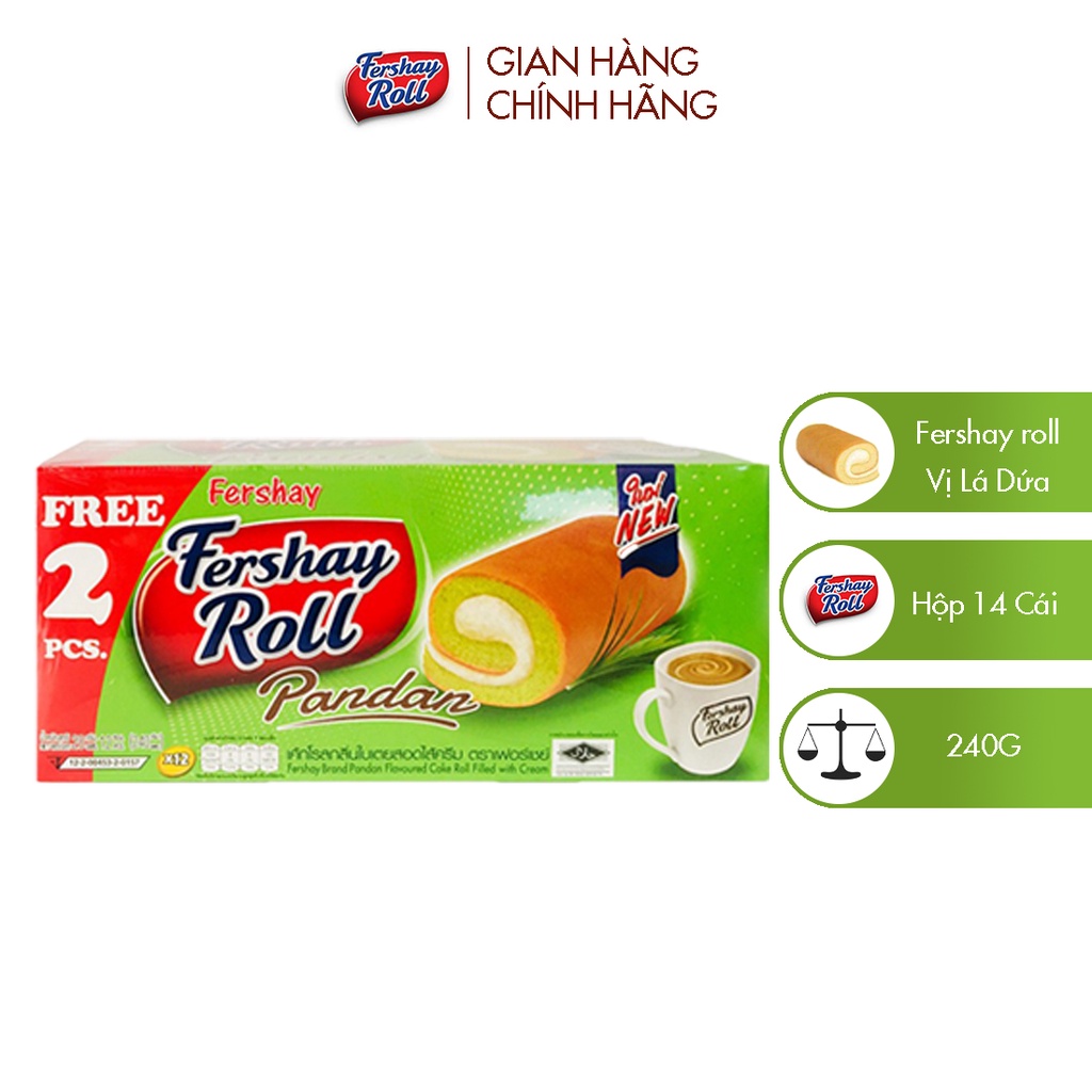 Bánh Bông Lan Cuộn FERSHAY Thái Lan - Hộp 12 Cái x 240g