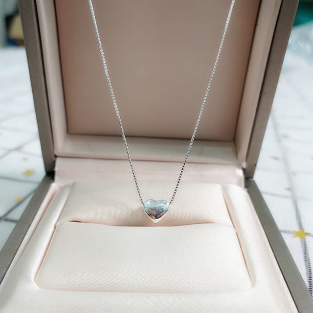 Dây Chuyền Bạc Nữ Trái Tim Phồng Cực Xinh Bạc Ta Cao Cấp
