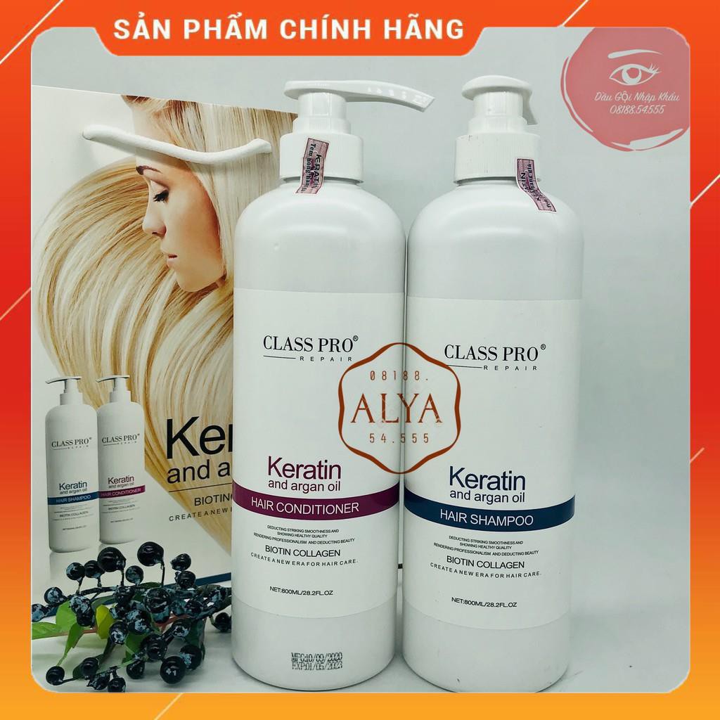 [ Hàng Chuẩn] Cặp Gội Xả Keratin Class Pro - Phục Hồi Kích Thích Mọc Tóc ( Chai 800ml*2)