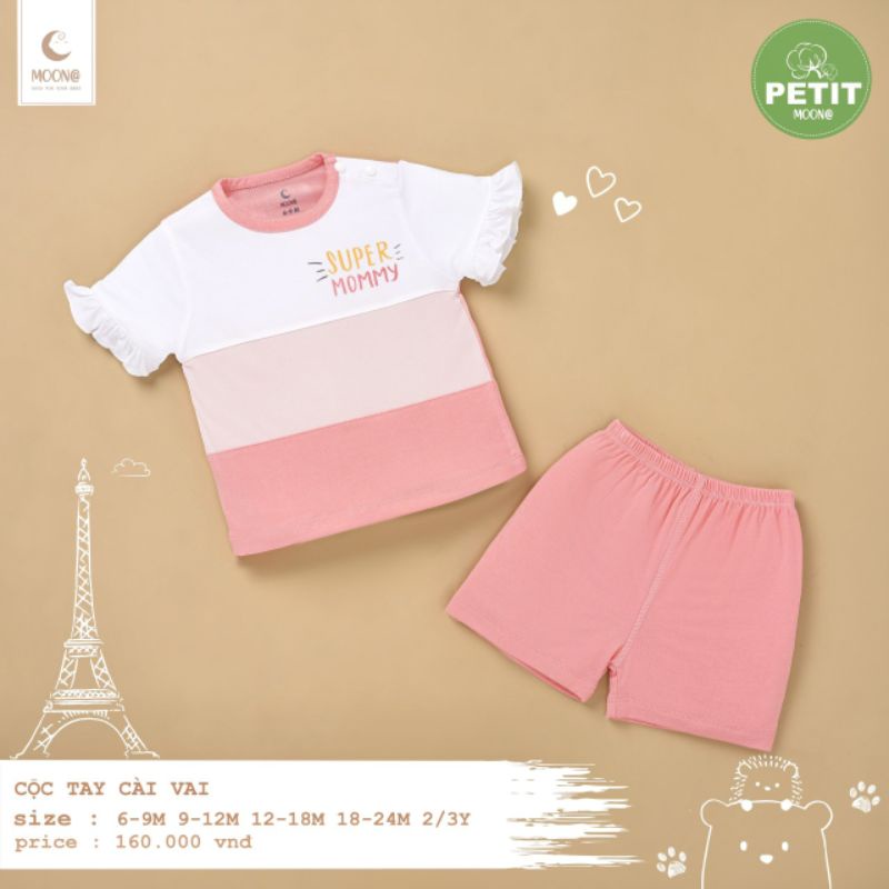 Moon - Bộ cộc cài vai petit Moon cho bé 6m-3y
