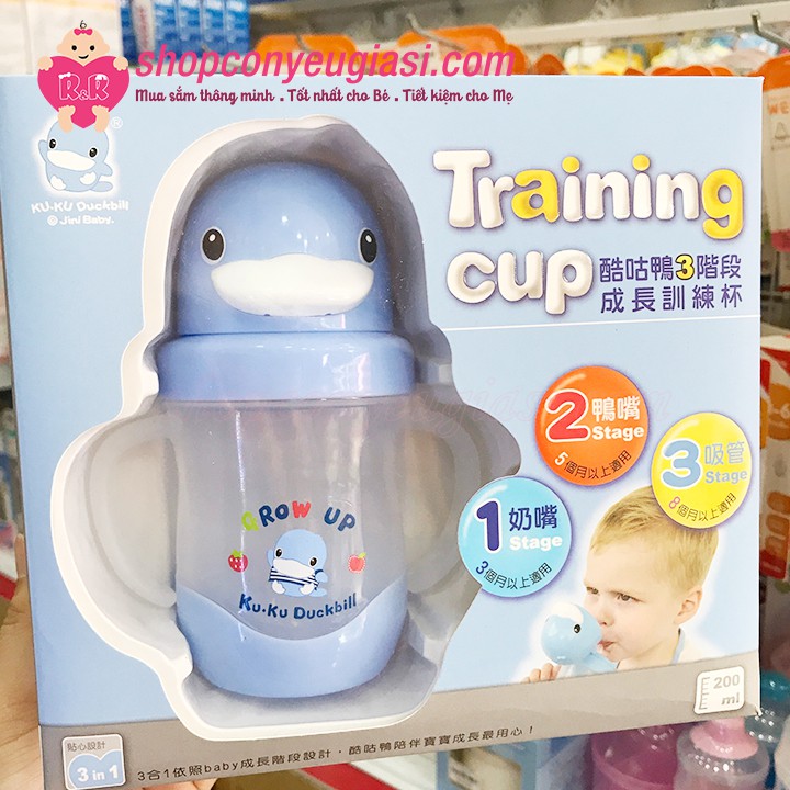 Bình Tập Uống KUKU 3 Giai Đoạn KU5453 200ml - 3 Trong 1