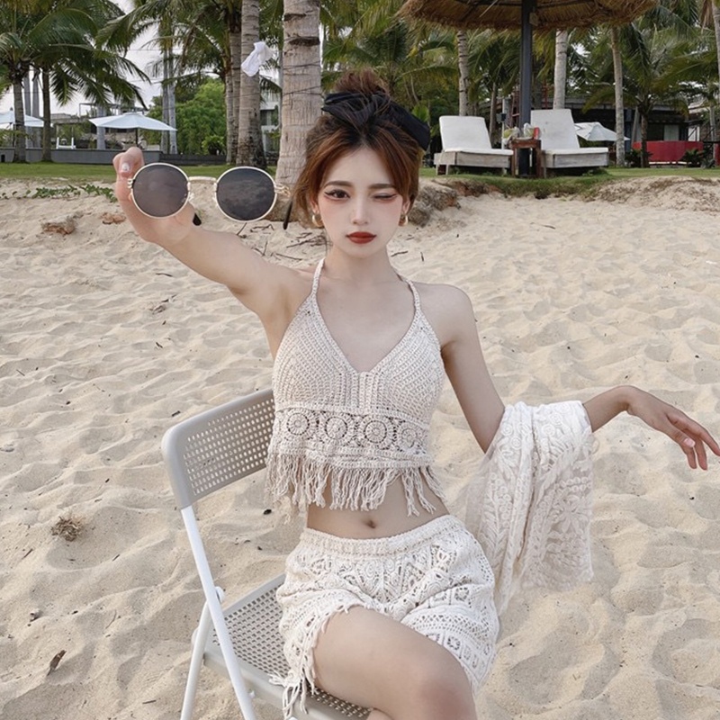 Áo Lót Đan Len Hai Dây Hở Lưng Có Mút Nâng Ngực Phong Cách Hàn Quốc Quyến Rũ Dành Cho Nữ