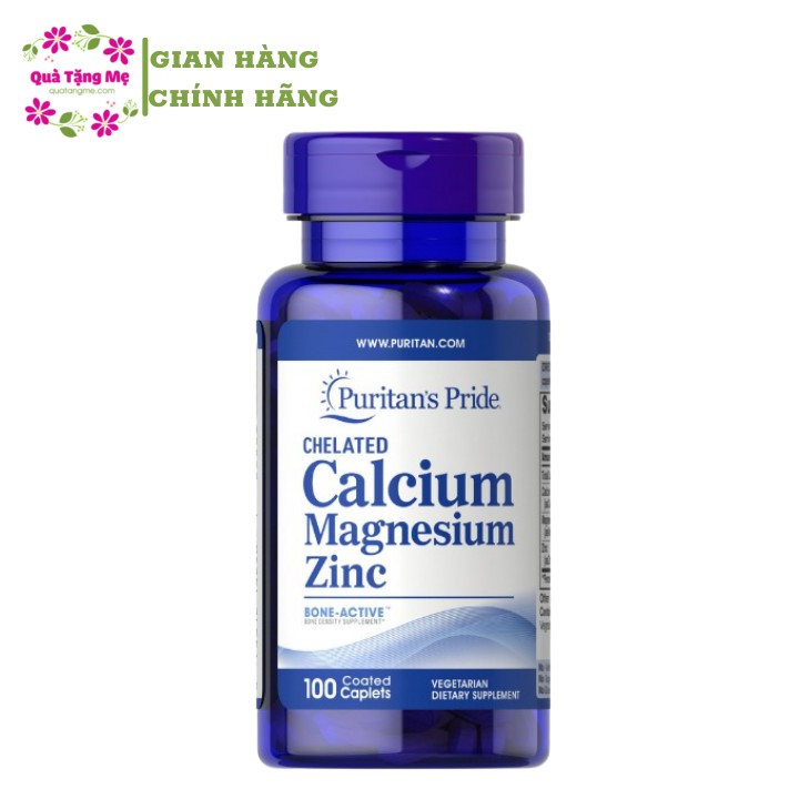 Viên uống Canxi tổng hợp giúp tăng chiều cao - Chelated calcium magnesium zinc 100v của Puritan's Pride