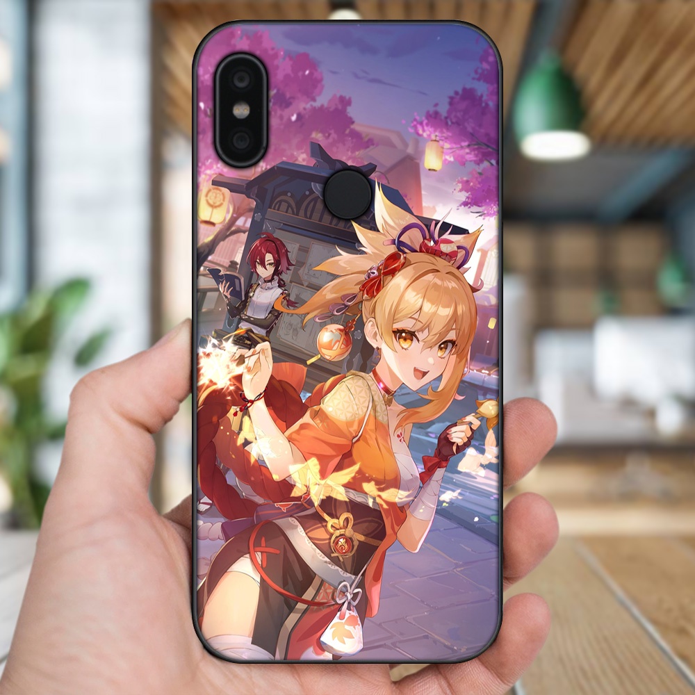 Ốp lưng Xiaomi Redmi Note 6 Pro viền đen in hình Yoimiya Genshin Impact