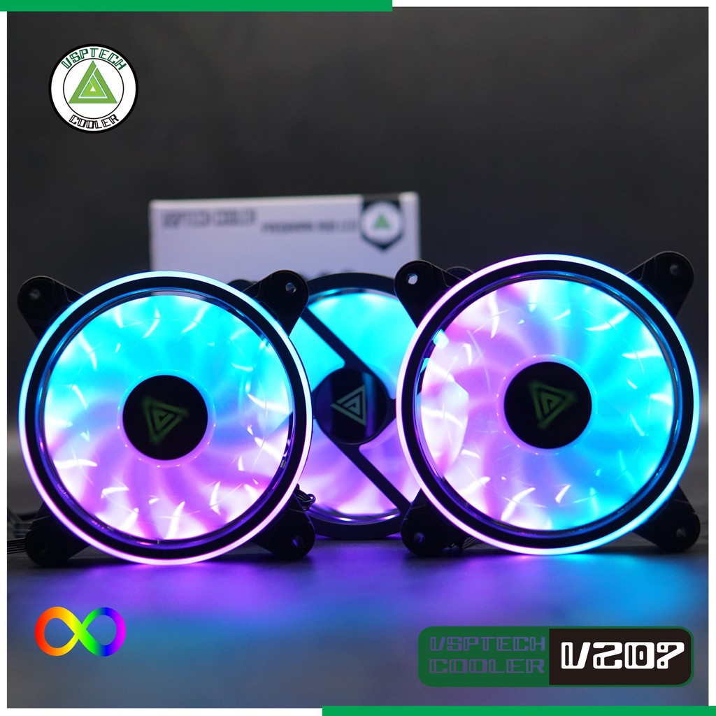 Bộ Fan VSP V207 - Gồm 3 Fan - HUB - Điều Khiển Led ARGB - Full Box - New