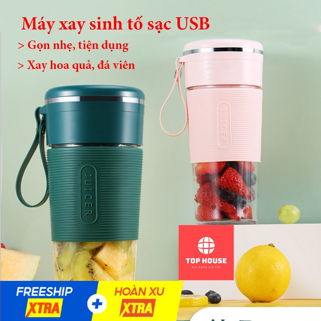 Máy xay sinh tố mini cầm tay JUICER sạc USB, xay hoa quả, đá viên