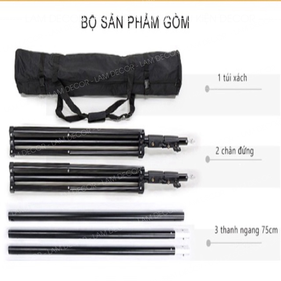 Bộ khung treo phông nền di động để livestream, chụp lôkbook cao 2m