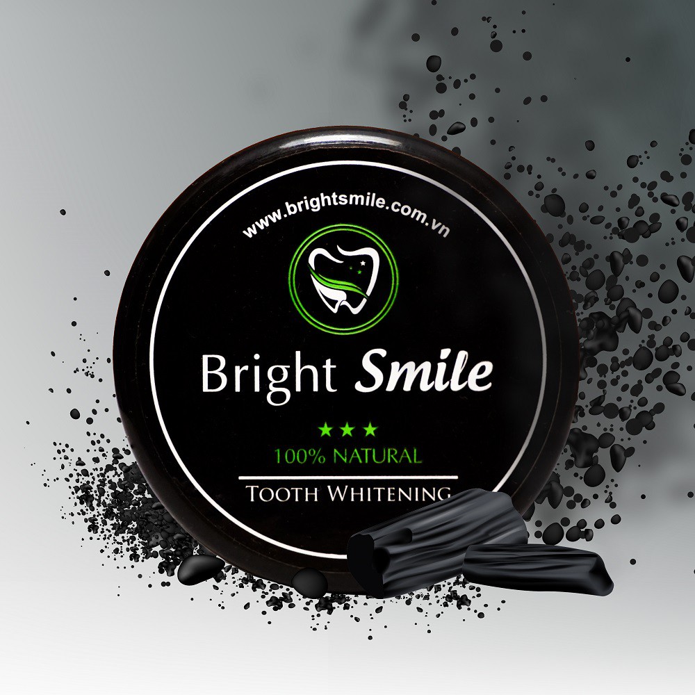 Bột tẩy trắng răng than tre Bright Smile tẩy sạch các vết ố vàng, thơm miệng - Hũ lớn 100g