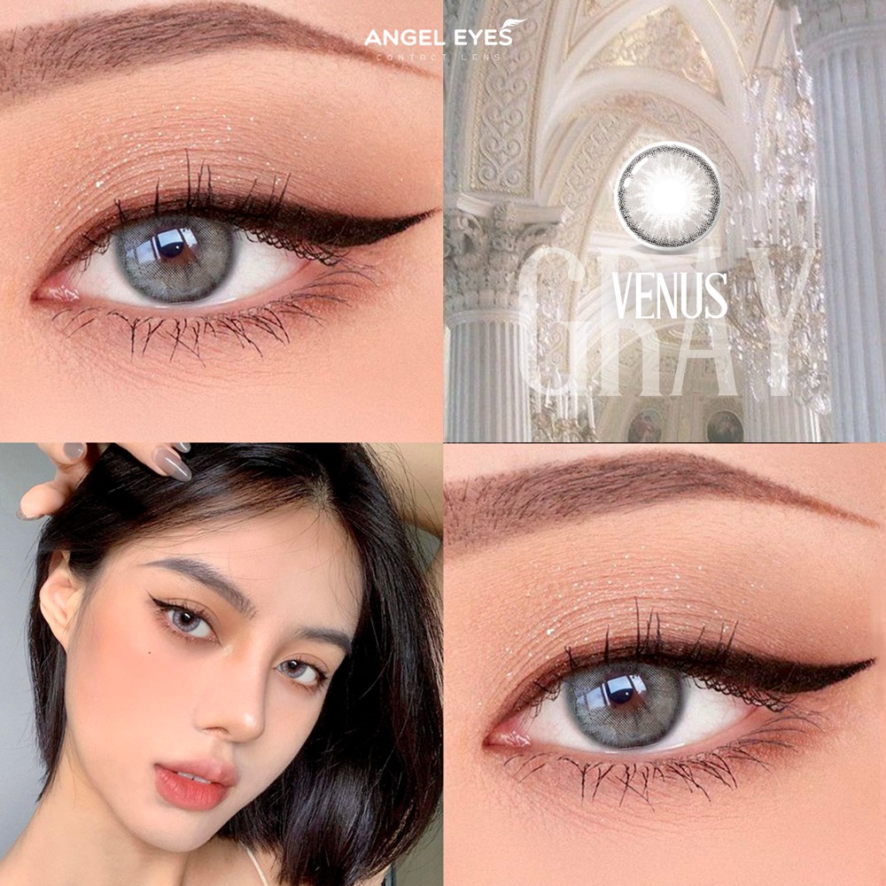 Lens xám tây Angel Eyes VENUS - Kính áp tròng xám tây Silicone Hydrogel 24H - Đường kính 14.2 - Không độ