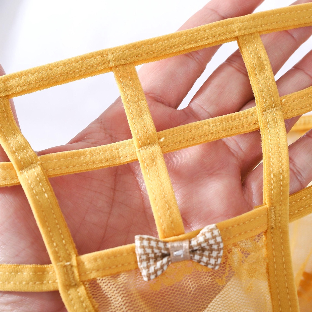 OCEANMAP Quần Lót Cotton Không Đường May Màu Trơn Đính Nơ Thời Trang Cho Nữ