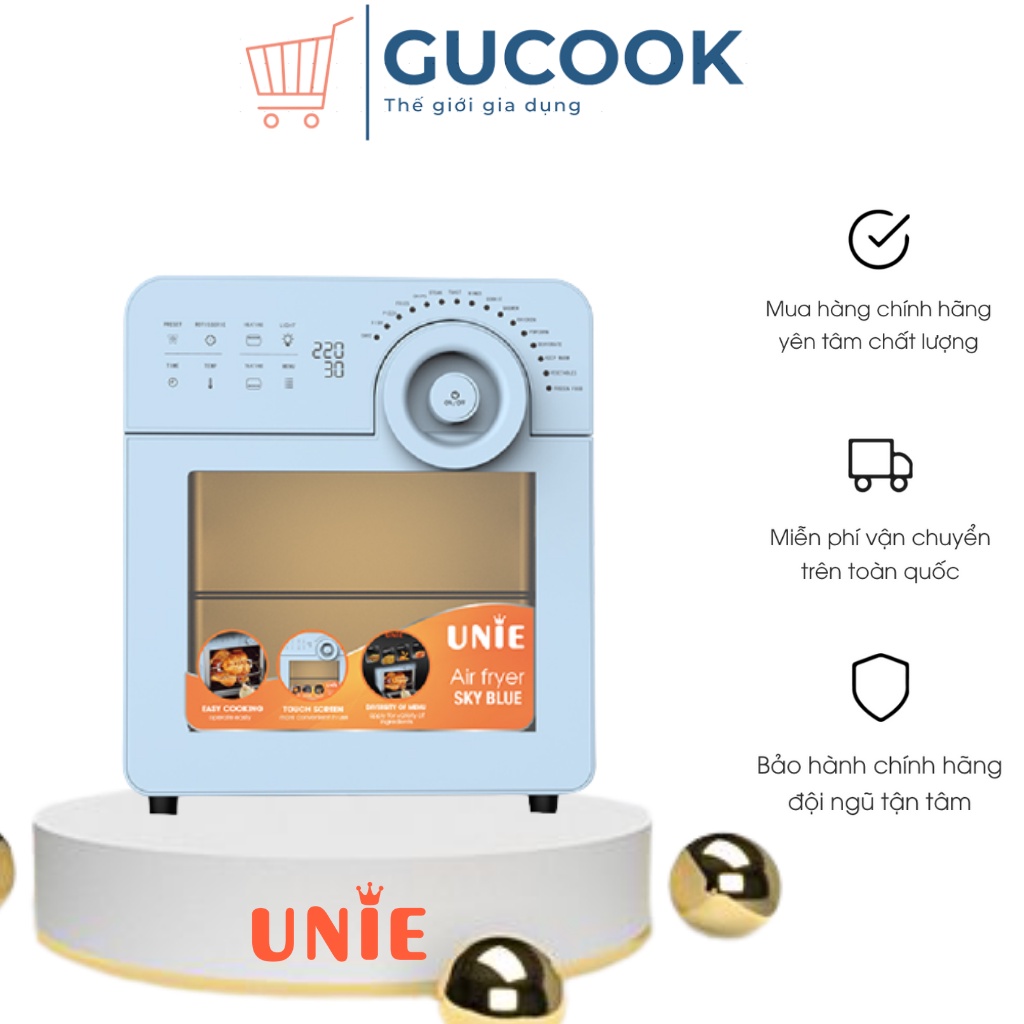 Nồi chiên không dầu Air Fryer UNIE Sky Blue dung tích lớn 14,5L công suất 1700W [BẢO HÀNH 24 THÁNG]