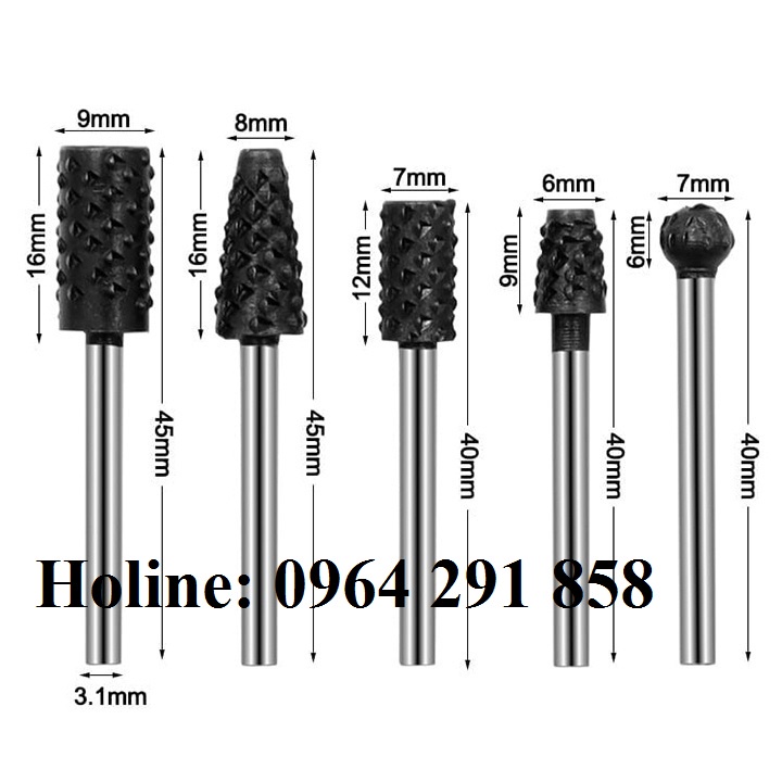 Mũi khắc gỗ Bộ 10 mũi mài gỗ cốt 3mm - Mũi làm lũa bonsai gắn máy khoan máy mài khắc mini