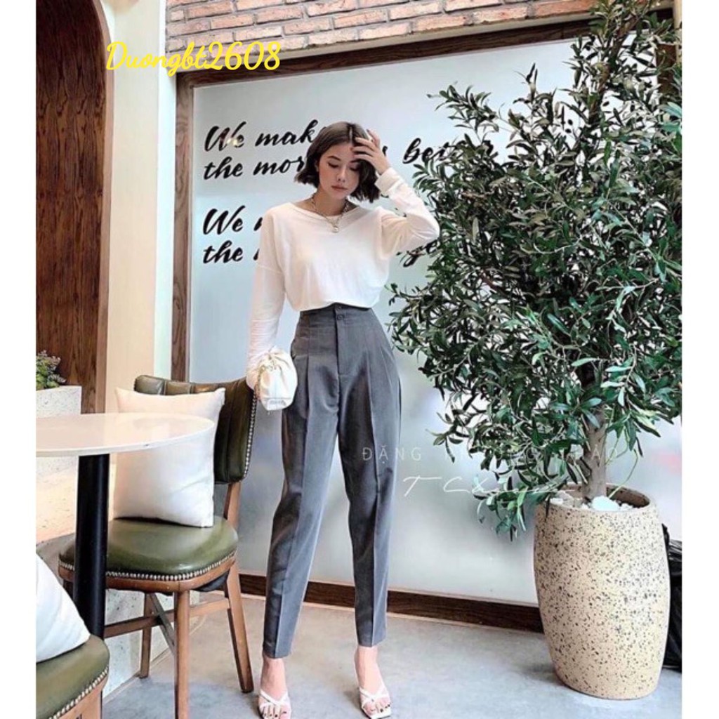 Quần Baggy cạp cao tôn dáng vải tuyết mưa công sở 3 màu chuẩn y hình MÃ 03