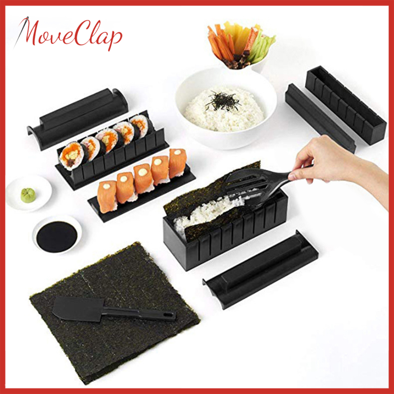 Bộ Dụng Cụ Làm Sushi 11 Món Kèm 4 Khuôn Làm Sushi