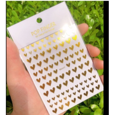 sticker tim trang trí nail