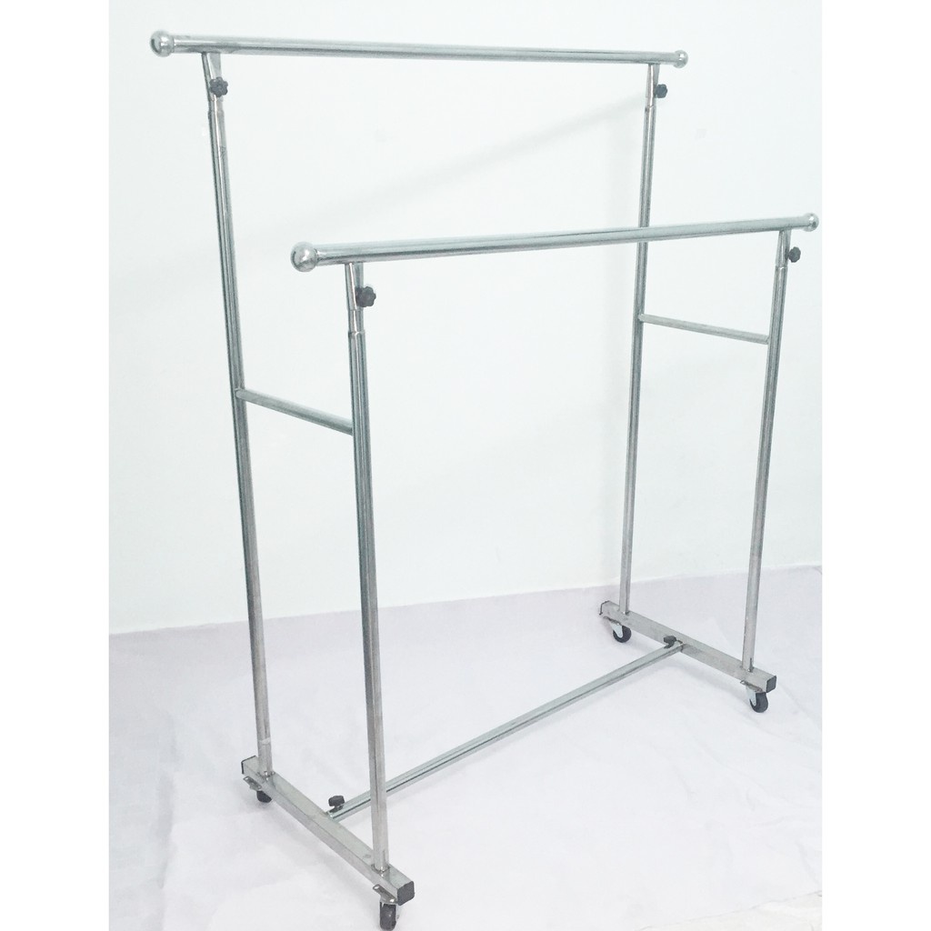 HỎA TỐC - Sào treo đồ đôi 2 tầng, INOX không khoen cao cấp, tháo lắp dễ dàng
