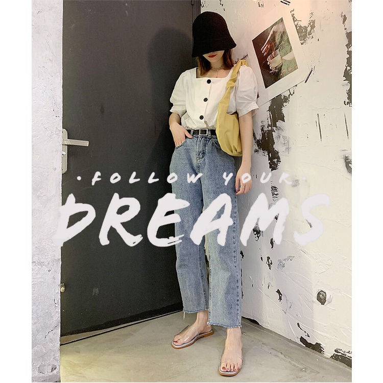 Xăng đan Nhựa Dẻo Mũi Vuông Đế Bằng Phong Cách Hàn Quốc Thời Trang Mùa Hè Cho Nữ ISS678