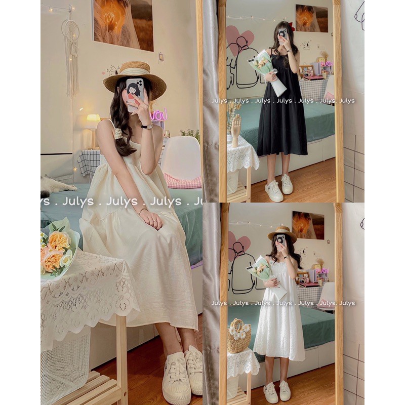 [Mã FAGREEN245 giảm 10% tối đa 30K đơn 99K] Váy maxi dáng babydoll hai dây (ảnh thật shop chụp kèm video)