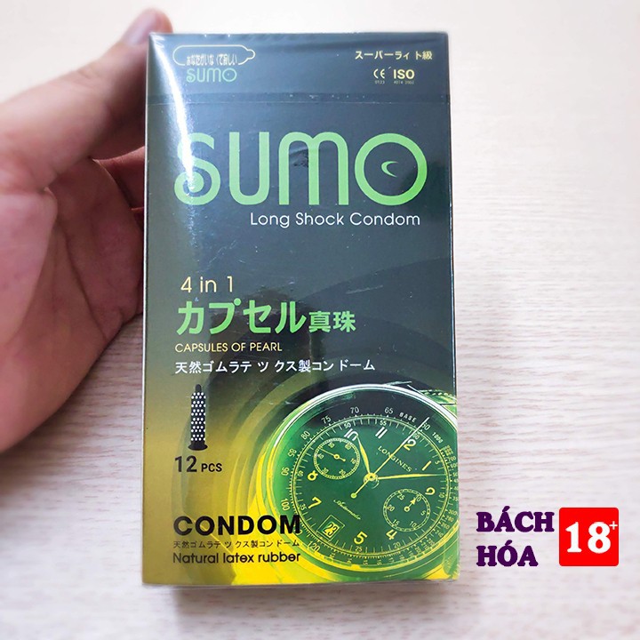 [CAM KẾT CHÍNH HÃNG] Bao cao su SUMO 4 IN 1 NHẬT BẢN Hộp 12 chiếc, giao nhanh, kín đáo