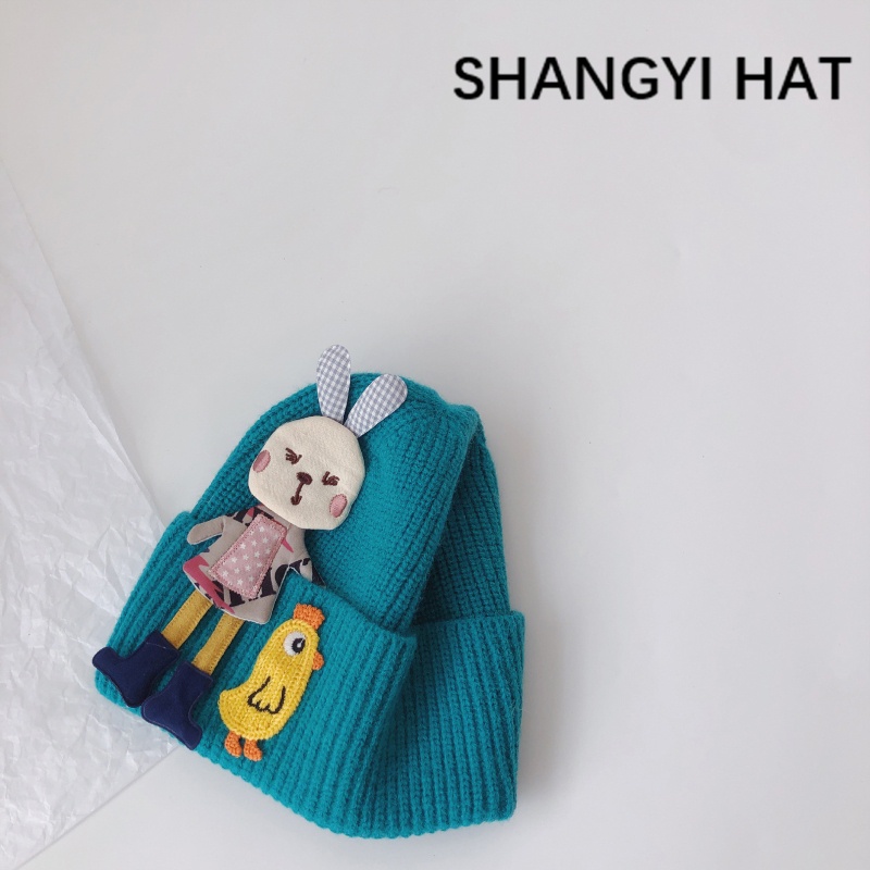 Mũ Beanie Đan Len Giữ Ấm In Họa Tiết Khủng Long / Thỏ Dễ Thương Thời Trang Mùa Đông Cho Bé Trai