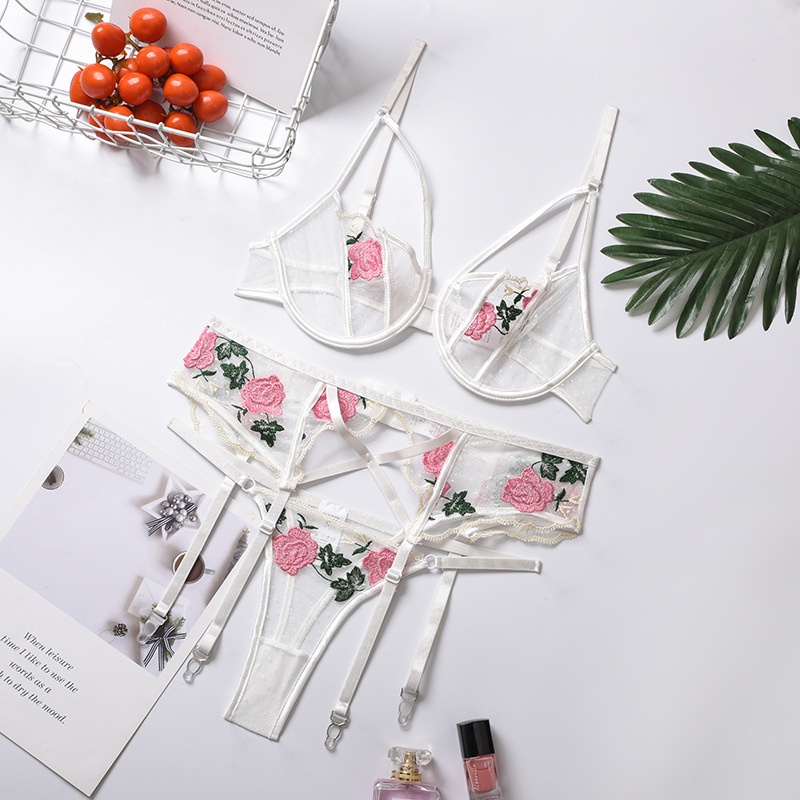 Set nội y ren gợi cảm hoa lá - bộ đồ lót lingerie lọt khe có gọng nâng ngực co dãn sexy