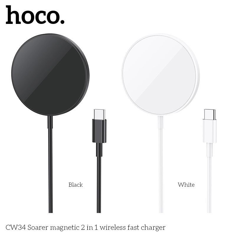 Đế Sạc Nhanh Không Dây 2 Trong 1 Cho Điện Thoại & Đồng Hồ HOCO CW34 - Bảo hành 12 tháng