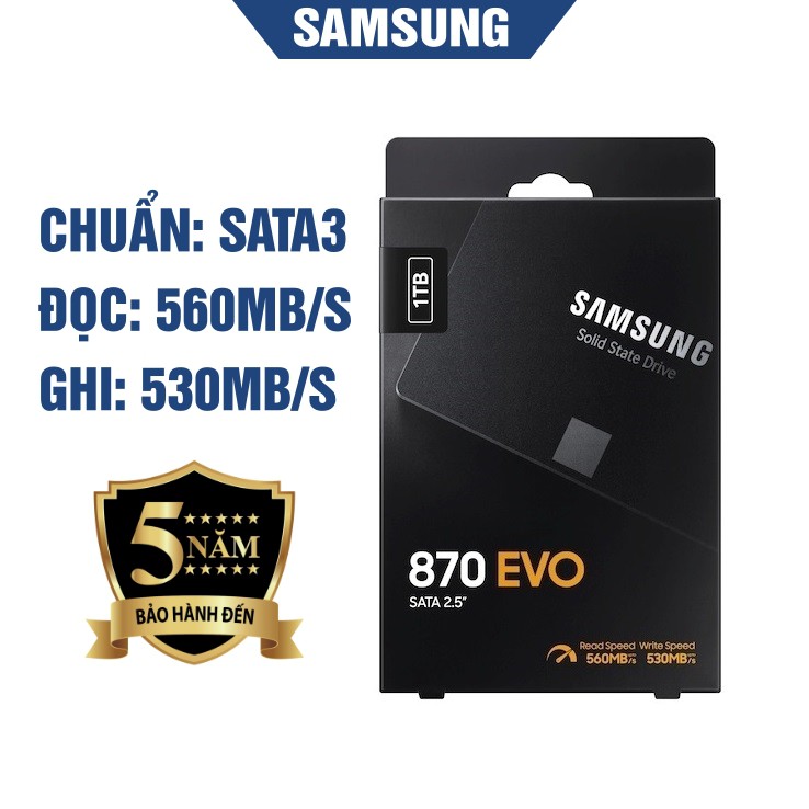 [Mã ELMALL10 giảm 10% đơn 500K] Ổ cứng SSD Samsung 870 EVO 1TB 2.5Inch SATA3