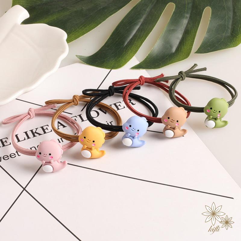 Dây Buộc Tóc Cao Su Thắt Nút Họa Tiết Khủng Long Hoạt Hình Đáng Yêu