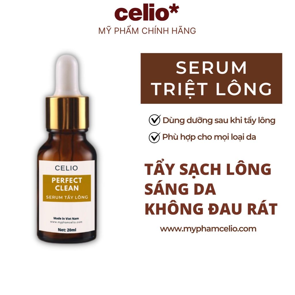 Triệt lông Bikini Vùng kín vĩnh viễn CELIO với serum Mỡ trăn nguyên chất 20ml và Kem tẩy lông Celio 150ml