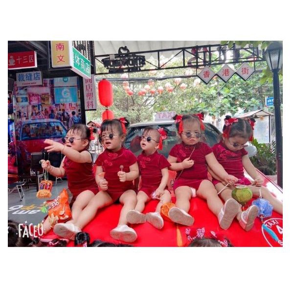 Sườn xám nhung cho mẹ và bé