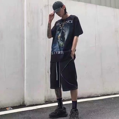 【M-5XL】áo phông đen nam  bigsize áo thun cotton thời trang cổ tròn form rộng in đen simple unisex áo thun mỹ