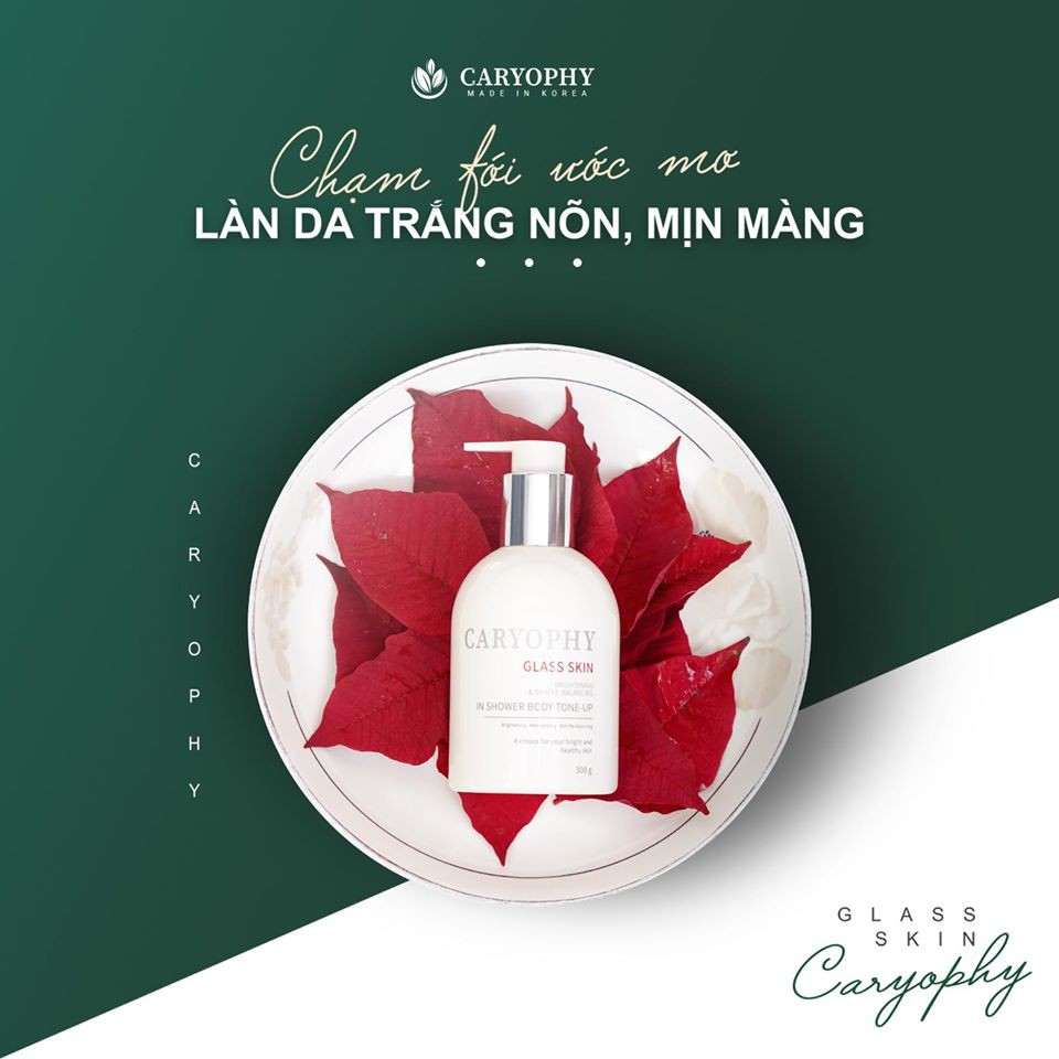 [MUA 1 TẶNG 1 MASK] Kem Trắng Da Nâng Tone 3 in 1 Caryophy Glass Skin In Shower Body Tone Up 300g