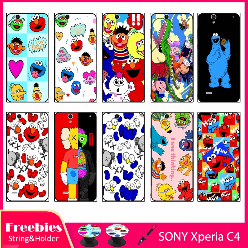 Ốp Điện Thoại Silicon Mềm Hình Sesame Street Gắn Dây Đeo Và Nhẫn Đỡ Cho SONY Xperia C4/E5363/E5333/E5306 5.5 inch