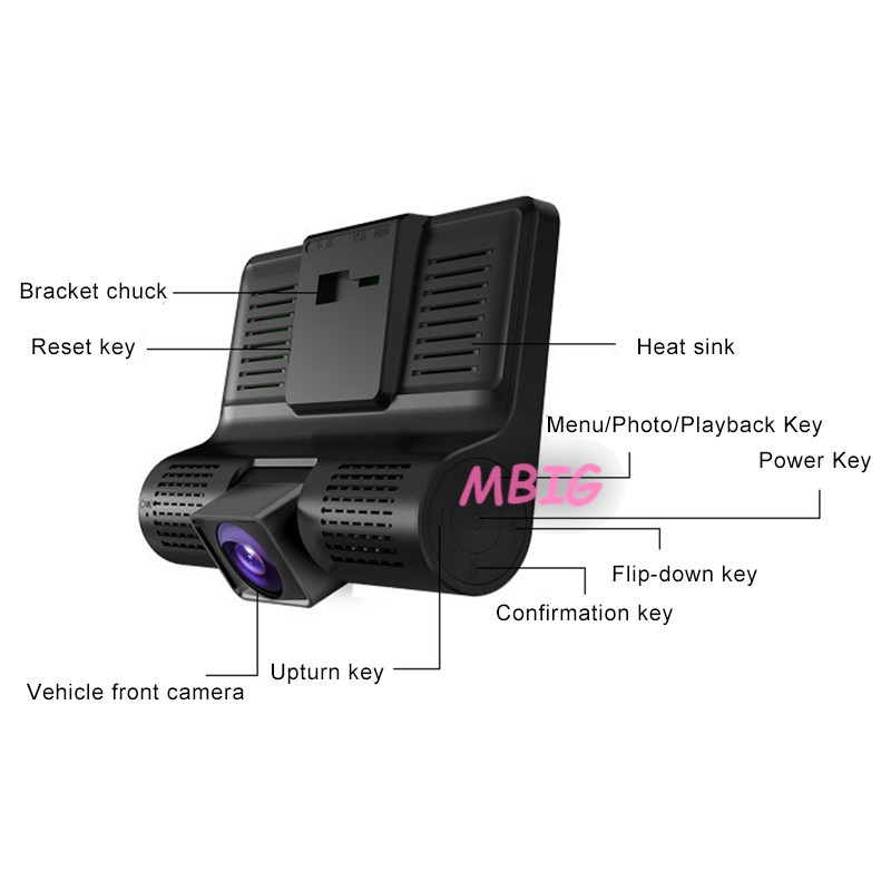 MG Car Video Camcorder Driving Recorder 3 Lens Rearview Motion Detection Parking Monitoring @vn