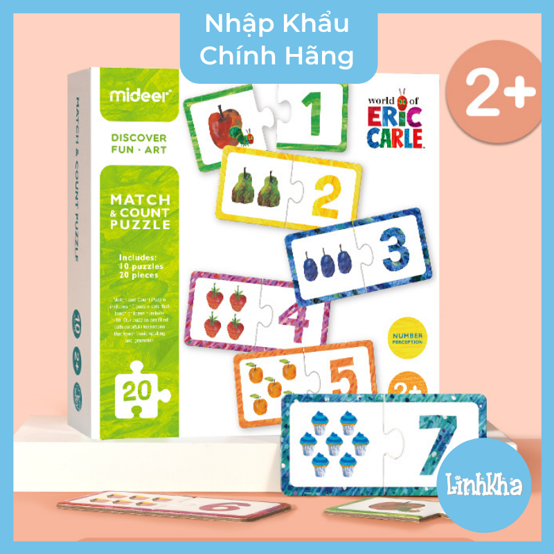 Ghép cặp số đếm Mideer 20 chi tiết - Match &amp; count puzzle X Eric Carle MD3087