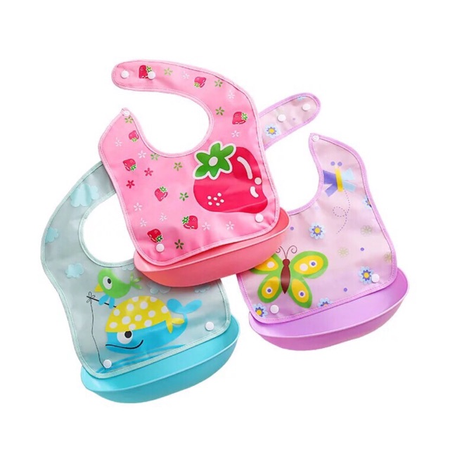 Yếm ăn dặm BLW cao cấp [Chống thấm nước, có máng chứa thức ăn rơi]