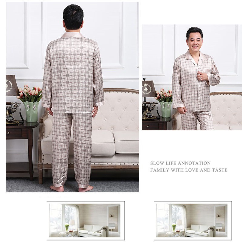 BỘ QUẦN ÁO PYZAMA LỤA DÀI TAY CHO BỐ, CHO ÔNG