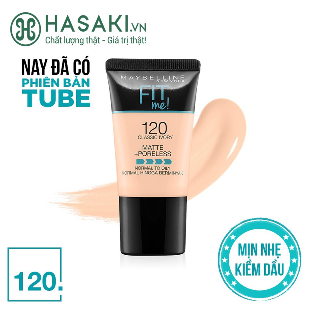 Kem Nền Mịn Lì Tự Nhiên Maybelline Fit Me Matte Poreless Foundation Tube 18ml