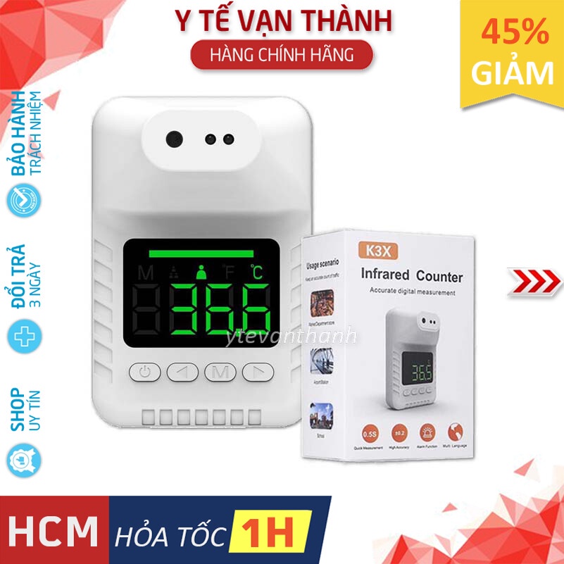 ✅ Nhiệt Kế Hồng Ngoại Gắn Tường- K3X, Đo Nhiệt Độ Tự Động Từ Xa -VT0697