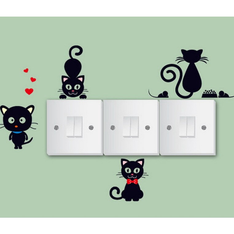 COMBO 2 miếng dán trang trí hình mèo dễ thương - Decor nhà cửa