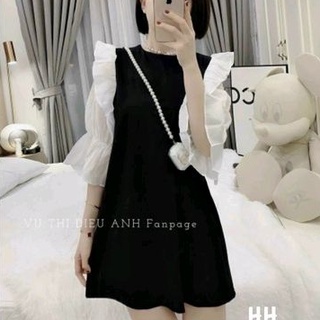 Váy xuông umi dáng ngắn phối tay phồng