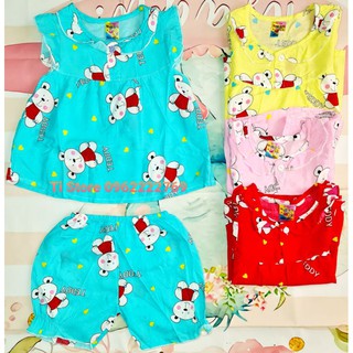 5-17kg set bộ tôn lanh cực mát nút cổ tay bèo gấu teddy cho bé gái